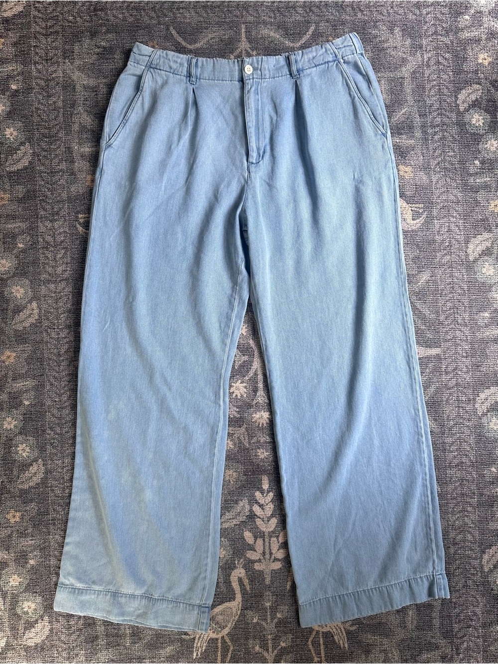 Cloth & Stone Light Blue Chambray Wide leg Pants L